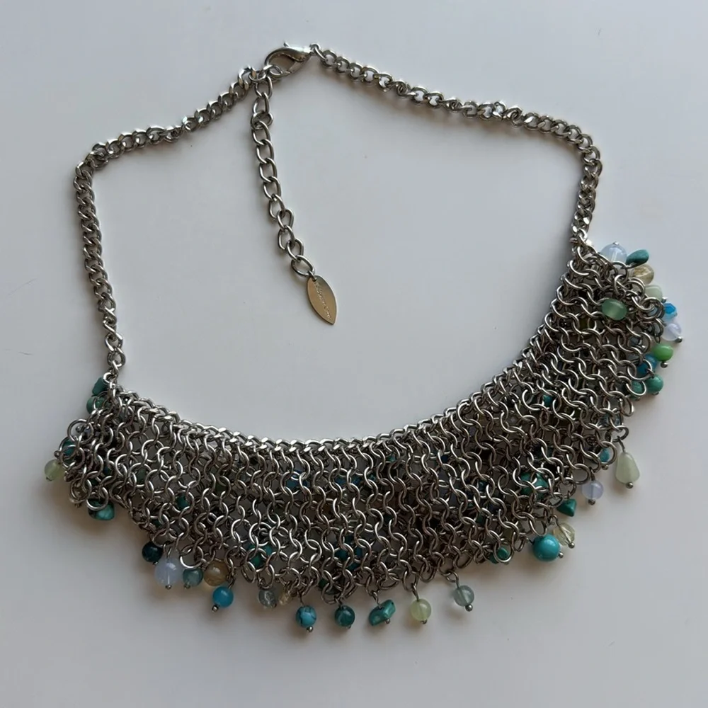 Coldwater Creek Beaded Bib Turquoise Statement Necklace